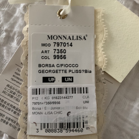 Monnalisa Chic white bag with blue bow NWT - Picture 11 of 14